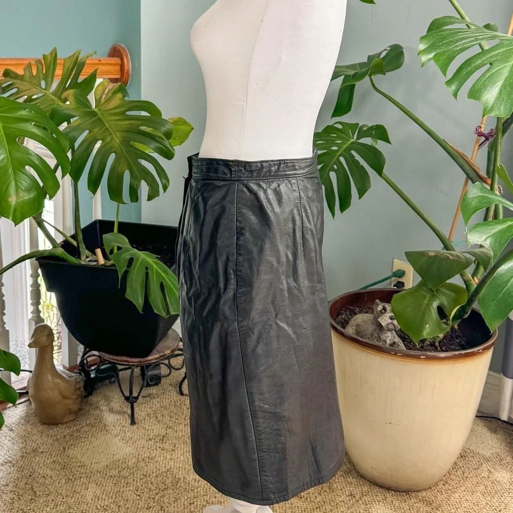 Vintage Black Leather Skirt